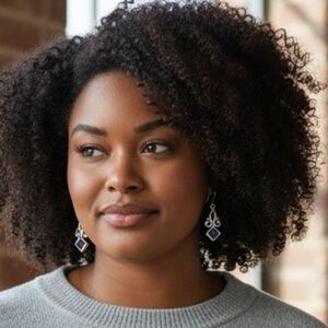 Silver Drop Earrings with Light Purple Crystals